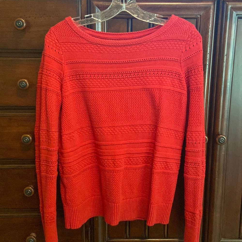 LOFT red wide neck cotton sweater
